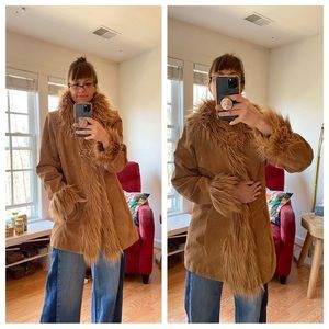 Vintage Fringe Penny Lane Leather Suede Coat
